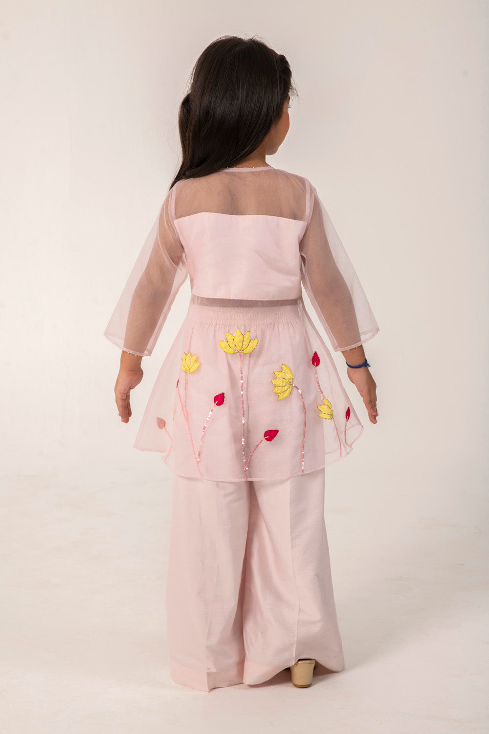 ORGANZA SUIT WITH LOTUS PATCH WORK EMBROIDERY