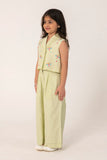 SEA GREEN CO-ORD SET WITH SHAWL COLLAR AND DRAGON FLIES EMBROIDERY