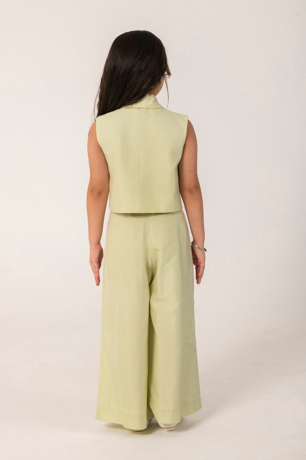 SEA GREEN CO-ORD SET WITH SHAWL COLLAR AND DRAGON FLIES EMBROIDERY