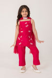 STRAPY RANI PINK SUIT WITH CUTE DRAGON FLIES EMBROIDERED
