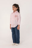 PINK SHIRT WITH BADGE MOTIF EMBROIDERY