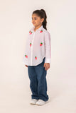STRAWBERRY EMBROIDERED SHIRT DRESS