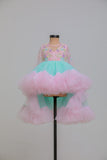 PINK BLUE HIGH LOW DRESS