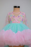 PINK BLUE HIGH LOW DRESS