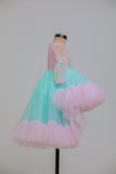 PINK BLUE HIGH LOW DRESS