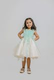 WHITE BLUE RUCHED DRESS