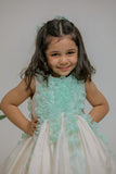 WHITE BLUE RUCHED DRESS