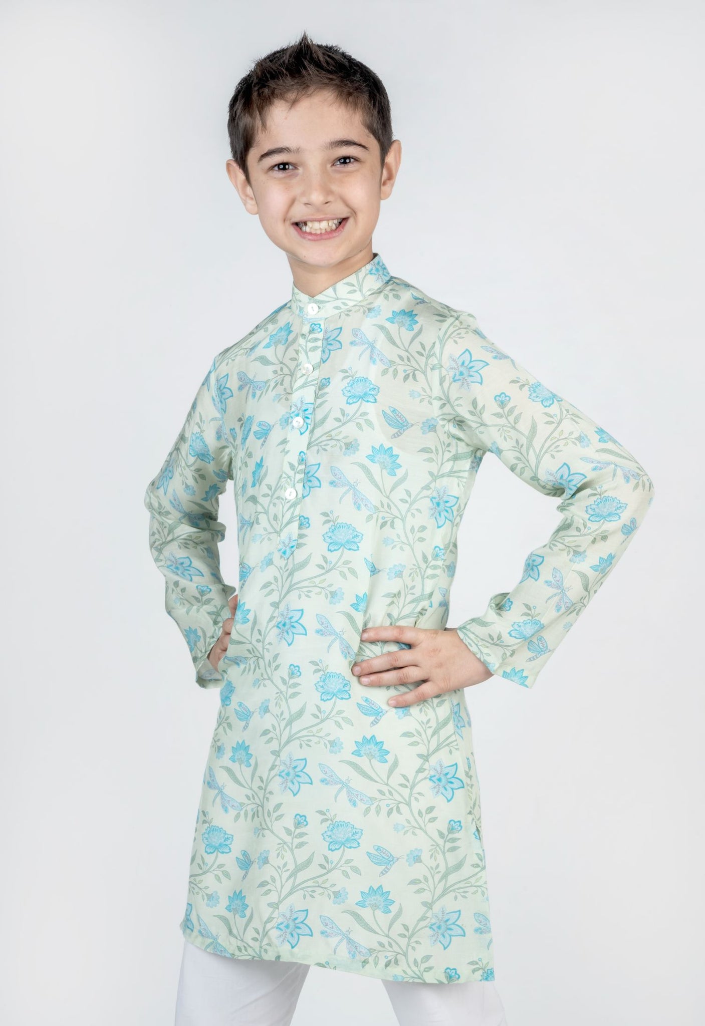 Dragon Fly Green Jaal Printed Kurta