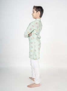 Green Buta Embroidered Kurta Set