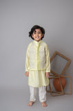 Lemon floral applique bandhgala and kurta set