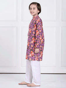 Sam Purple Floral Kurta Pajama Set