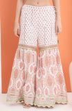Block Printed Kurta and Sharara paired with soft net dupatta