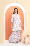 Block Printed Kurta and Sharara paired with soft net dupatta