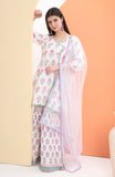 Block Printed Kurta and Sharara paired with soft net dupatta