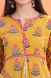 Block Printed Kurta and Sharara paired with Mulmul dupatta