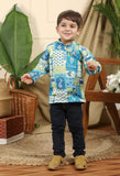 Manara Boys Ethnic Short Kurta In Blue Print