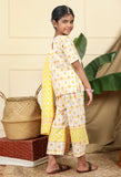 Zahra Girls Ethnic Kurta Pyjama Set In Hand-Block Printed Cotton With Matching Dupatta