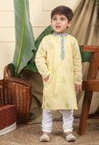 Panna Boys Ethnic Embroidered Kurta In Hand-Block Printed Cotton With Churidaar Set