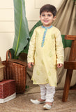 Panna Boys Ethnic Embroidered Kurta In Hand-Block Printed Cotton With Churidaar Set