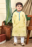 Panna Boys Ethnic Embroidered Kurta In Hand-Block Printed Cotton With Churidaar Set