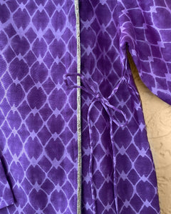 Jamini Cotton Silk Chanderi Block Printed Angrakha Set With Churidaar Purple