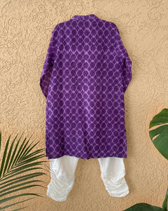 Jamini Cotton Silk Chanderi Block Printed Angrakha Set With Churidaar Purple