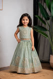 GREEN HEAVY MIRROR GHAGRA