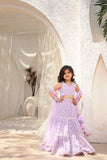 Lilac Embroidered Top With Lehenga