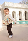 Beige Waist Coat Set For Boys