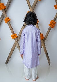 Lilac Mirror Embroidery Kurta Set For Boys