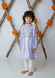 Lilac Mirror Embroidery Kurta Set For Boys