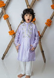 Lilac Mirror Embroidery Kurta Set For Boys