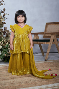 Yellow Tissue Sharara Set