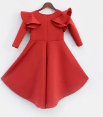 Red Neoprene Dress For Girls