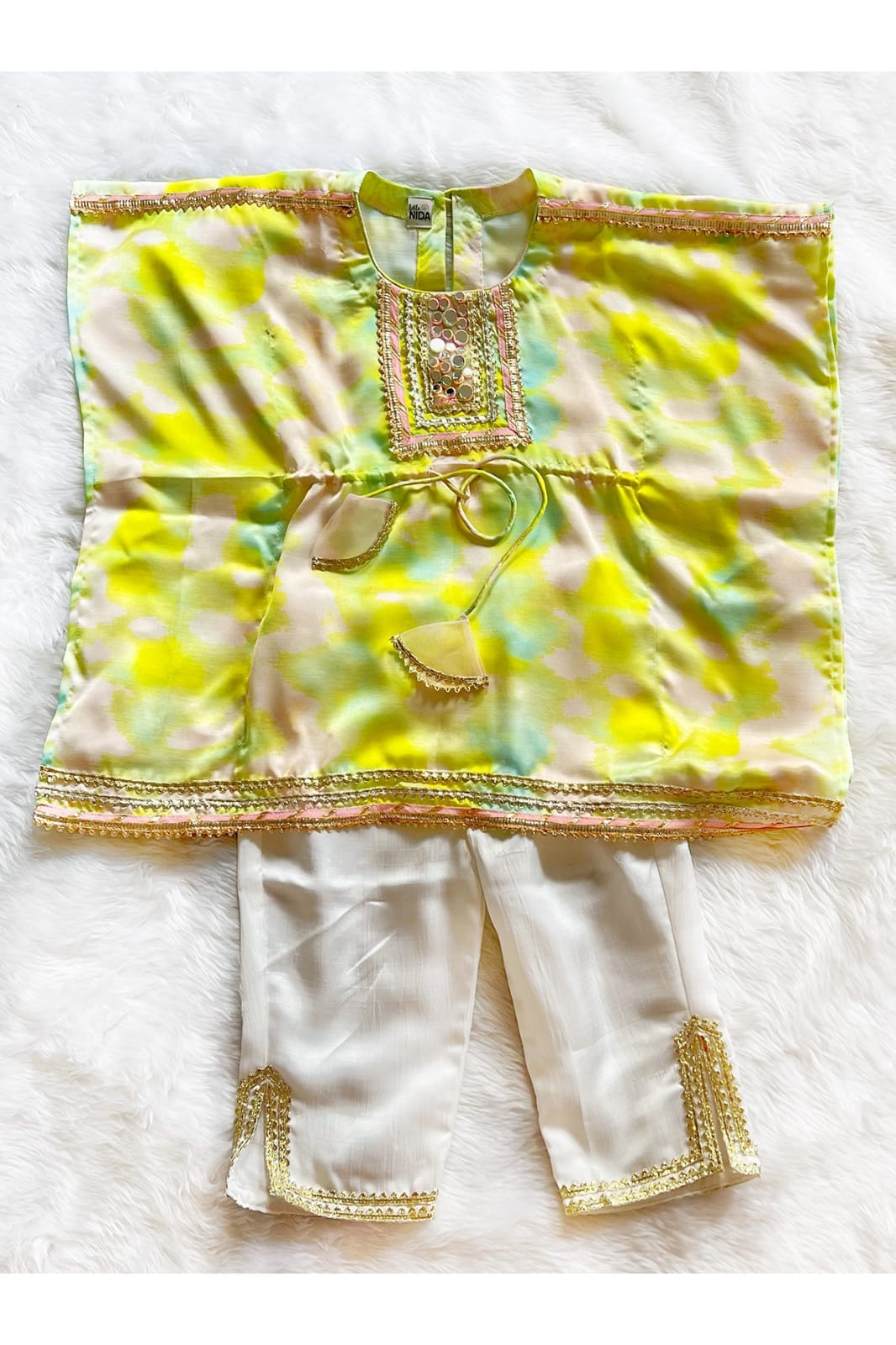 Green Tie Dye Kaftan Set