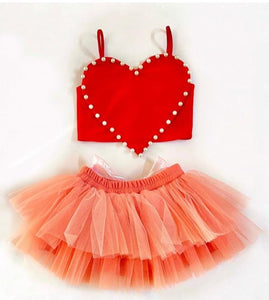 I Heart You Croptop Skirt Set