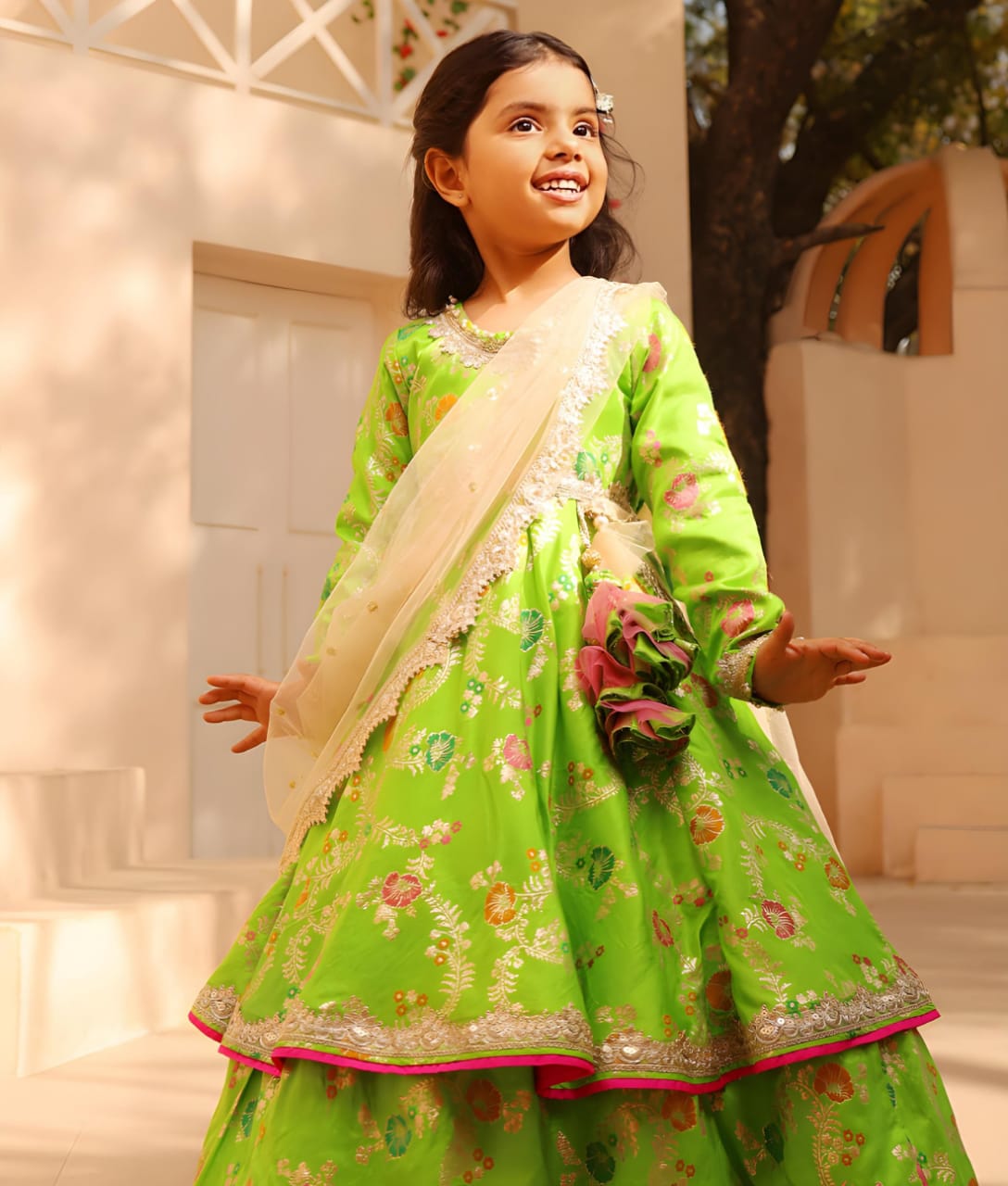 Green Brocade Anarkali