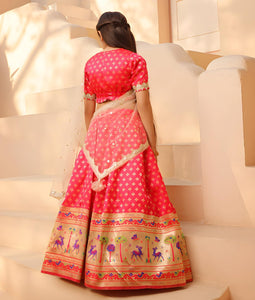 Pink Brocade Lehenga Choli