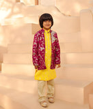 Purple Brocade Jacket With Kurta And Pant