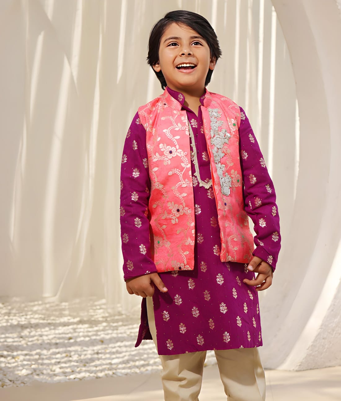 Brocade Jacket With Kurta And Pant