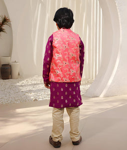 Brocade Jacket With Kurta And Pant