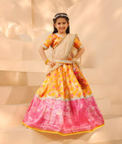 Orange Brocade Choli Lehenga Set