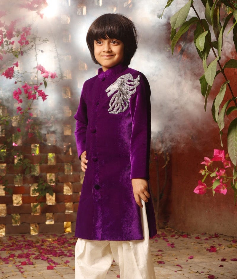 Purple Embroidered Sherwani