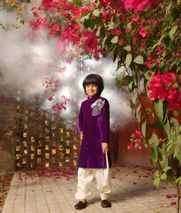 Purple Embroidered Sherwani