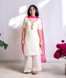 Offwhite Faux Mukaish Work Kurti With Pant