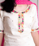 Offwhite Faux Mukaish Work Kurti With Pant