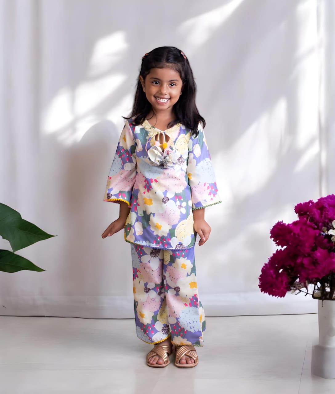 Floral Printed Kurti With Sharara