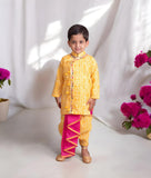 Yellow Bandhej Kurta With Dhoti