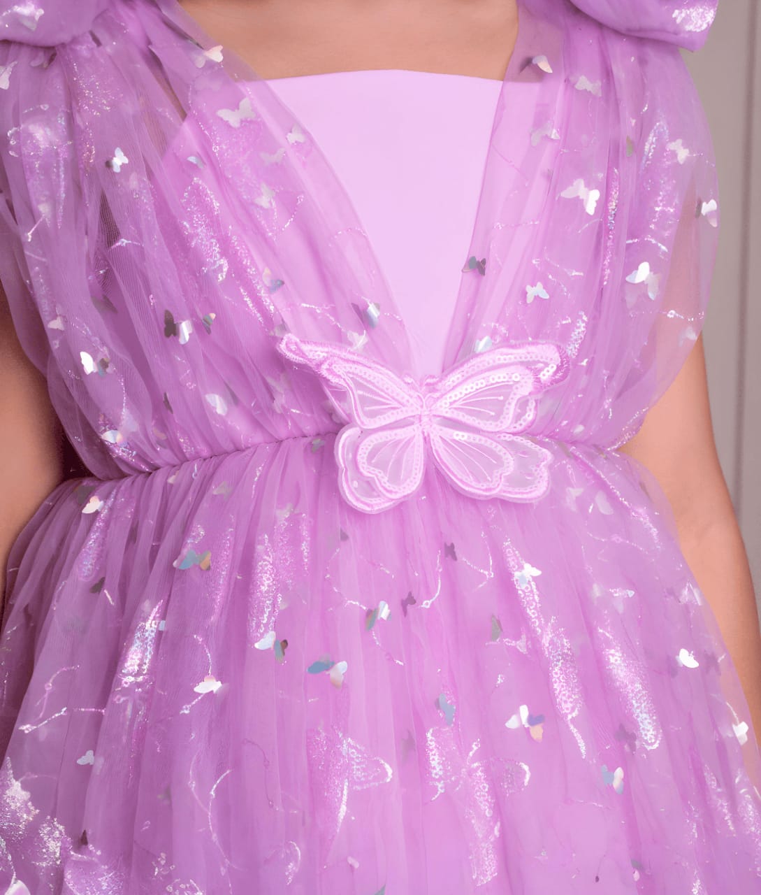 Lilac Butterfly Frock For Girls