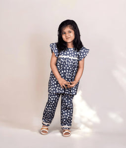 Printed Peplum Top With Pant For Girls